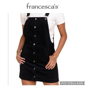 Francesca’s girls black corduroy overall dress size 8 NWT